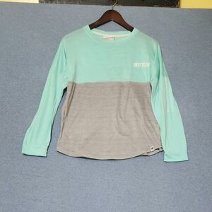 Popular Boston Logo Long Sleeve Color Block Tee. M